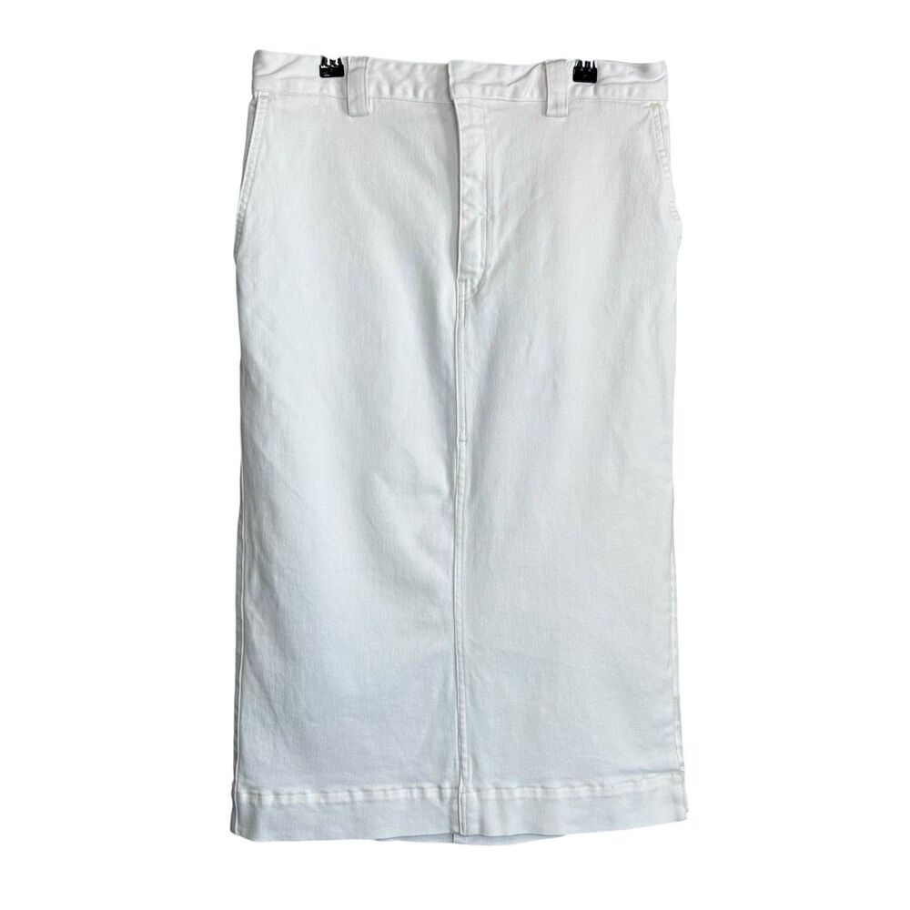 ENZA COSTA Midi Skirt Women 2 Medium White Soft Slouch Denim Straight Pencil - Picture 2 of 7